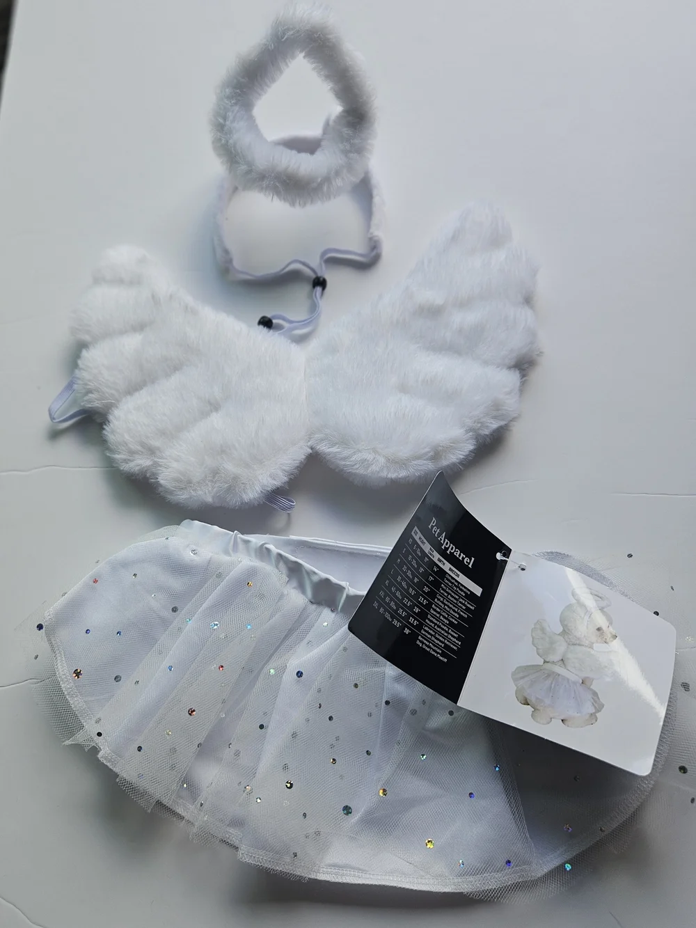 white angel pet costume set